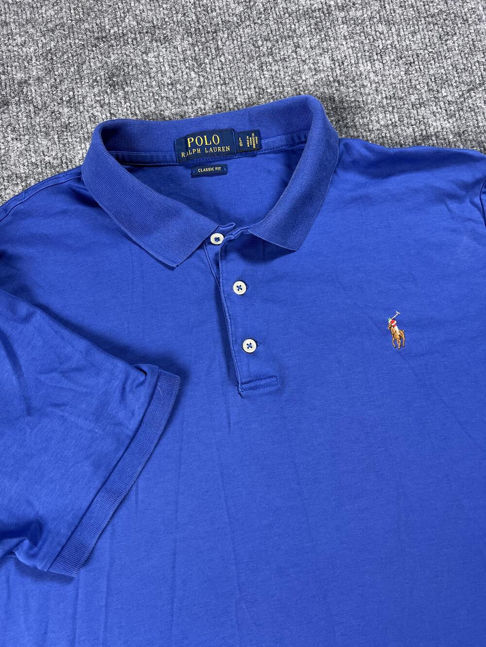 Polo Ralph Lauren Polo Blue Classic Fit Short Sleeve Rainbow Pony Mens Large
